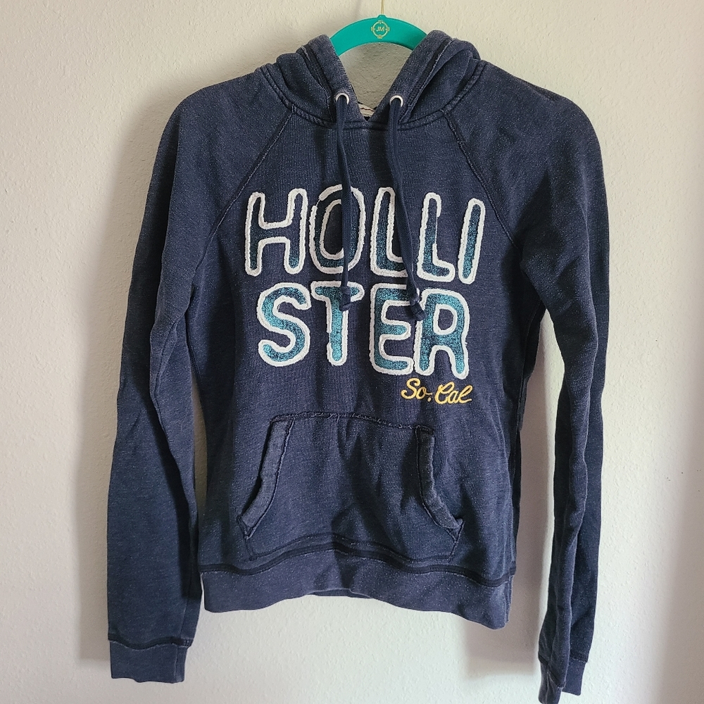 Blue Hollister Distressed Pullover Sweatshirt